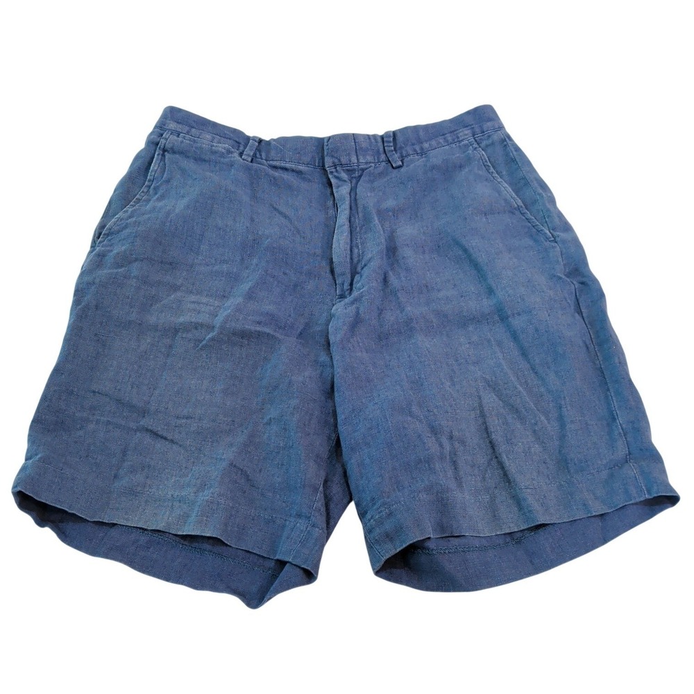 Polo by Ralph Lauren 100% Linen Blue Flat Front Shorts Men's Size 31